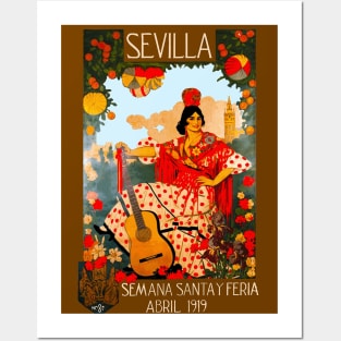 Sevilla - Seville, Spain Poster for April 1919 Holy Week and Fair (Semana Santa y Feria) Posters and Art